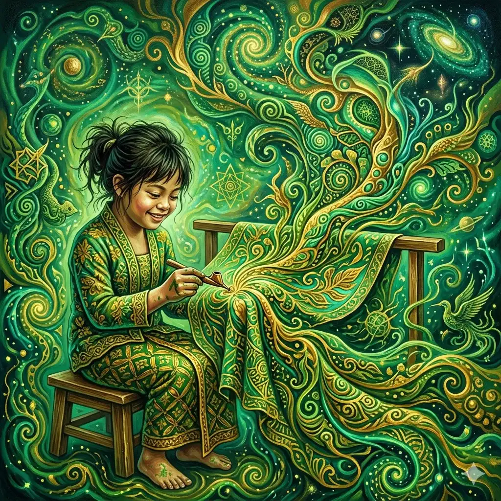 Ekspresi intuisi dalam batik grahita - intuitive echoes within the grahita batik - バティック・グラヒタに刻まれた、直感の吐息 - markandeya project - tuna grahita - seni rupa ekspresionisme - seni batik - 3